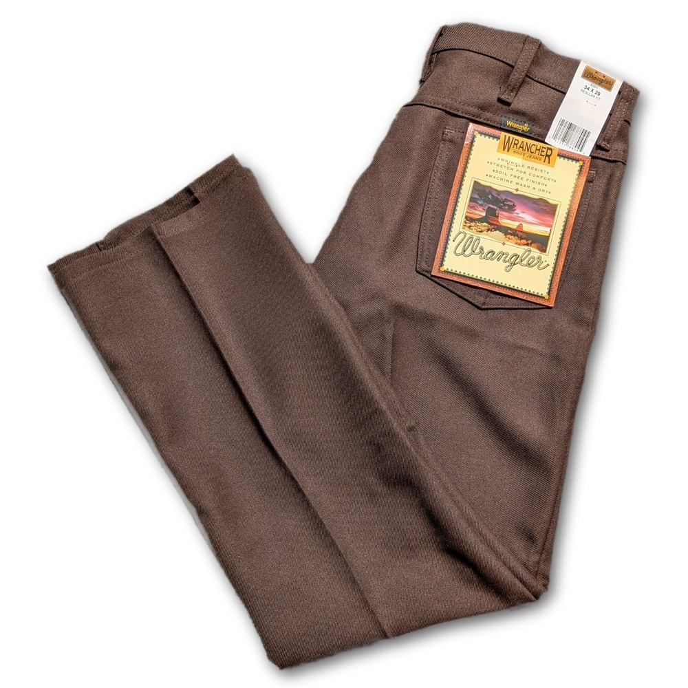 Wrangler Rancher Mens 34x29 Pants 82BN Brown Wrancher Boot Jeans A001 Easy Care